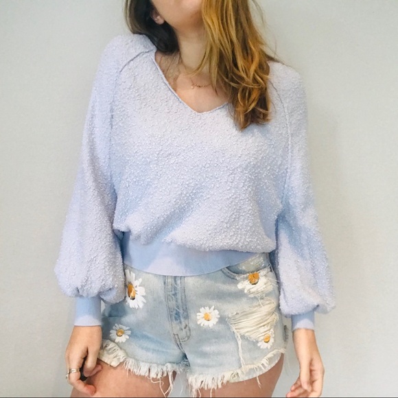 Free People boucle periwinkle pullover sweater - Picture 3 of 8